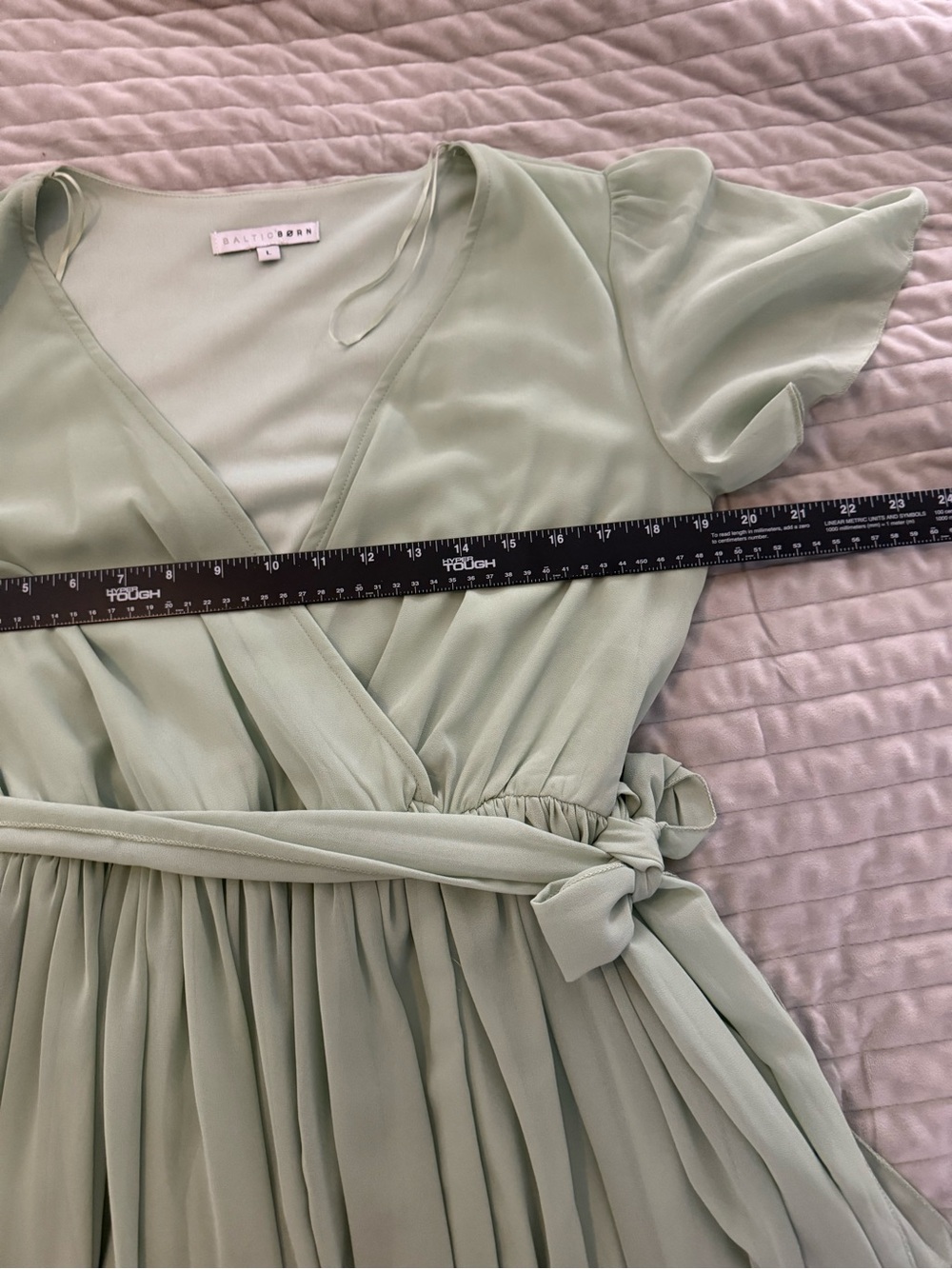 Baltic Born Sage Green Wrap Maxi Dress Flutter Sleeves DM1963 L - Picture 4 of 8